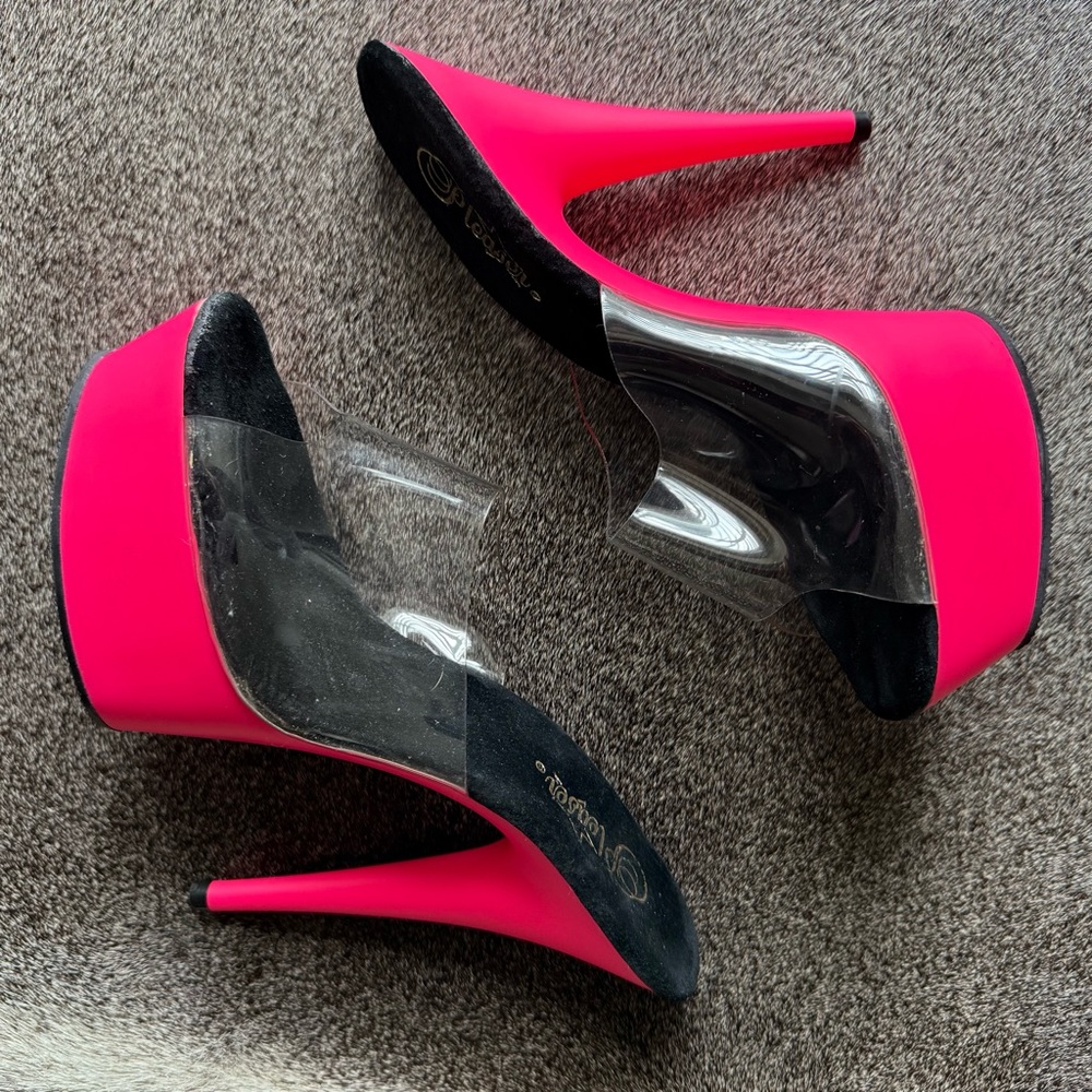 Adore-701UV Pink Platform Mules - Picture 8 of 9